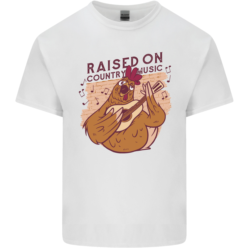 A Chicken Raised on Country Music Mens Cotton T-Shirt Tee Top White