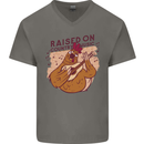 A Chicken Raised on Country Music Mens V-Neck Cotton T-Shirt Charcoal