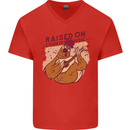 A Chicken Raised on Country Music Mens V-Neck Cotton T-Shirt Red