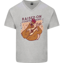 A Chicken Raised on Country Music Mens V-Neck Cotton T-Shirt Sports Grey