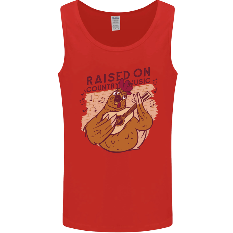 A Chicken Raised on Country Music Mens Vest Tank Top Red