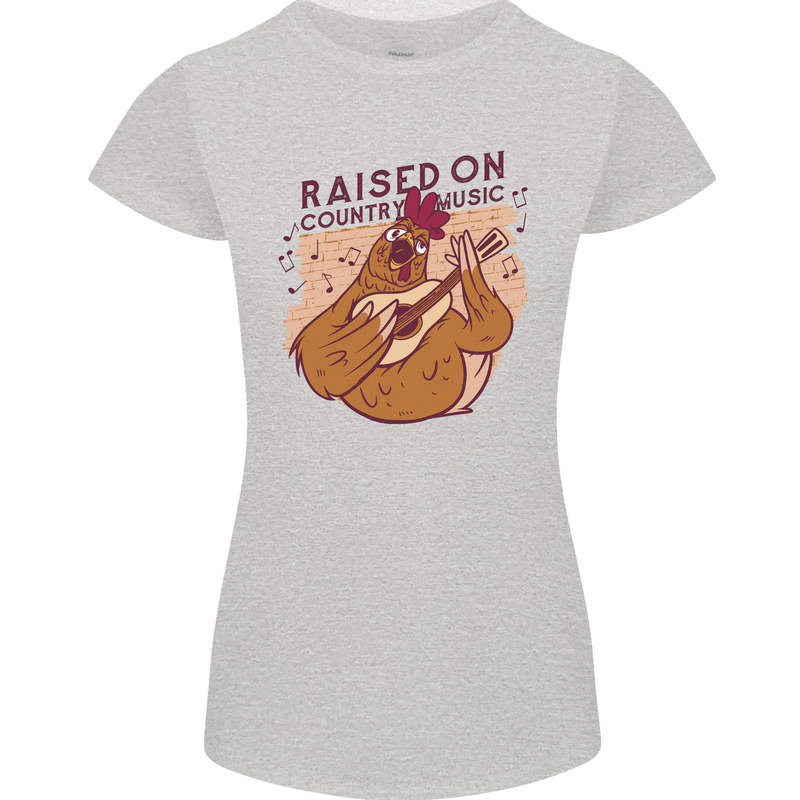 A Chicken Raised on Country Music Womens Petite Cut T-Shirt Sports Grey