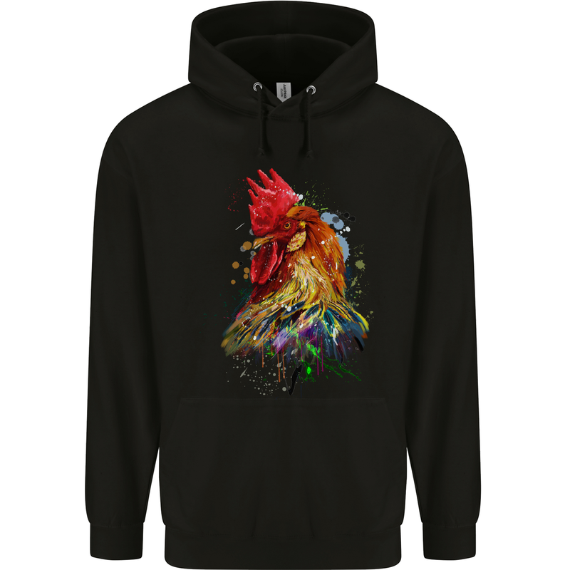 A Chicken Watercolour Childrens Kids Hoodie Black