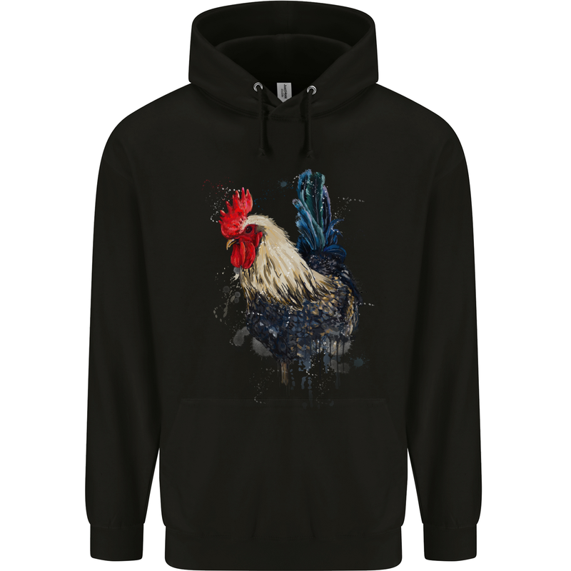 A Chicken Watercolour Childrens Kids Hoodie Black