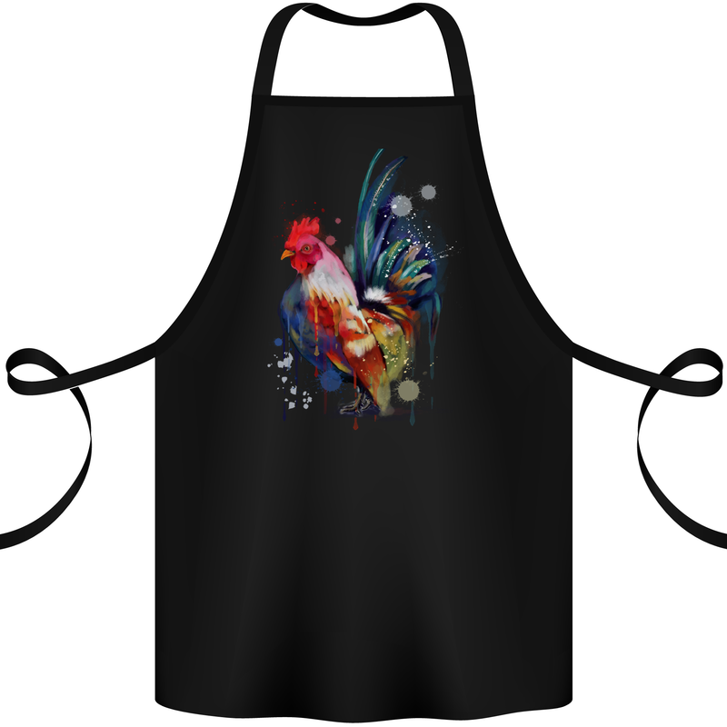 A Chicken Watercolour Cotton Apron 100% Organic Black