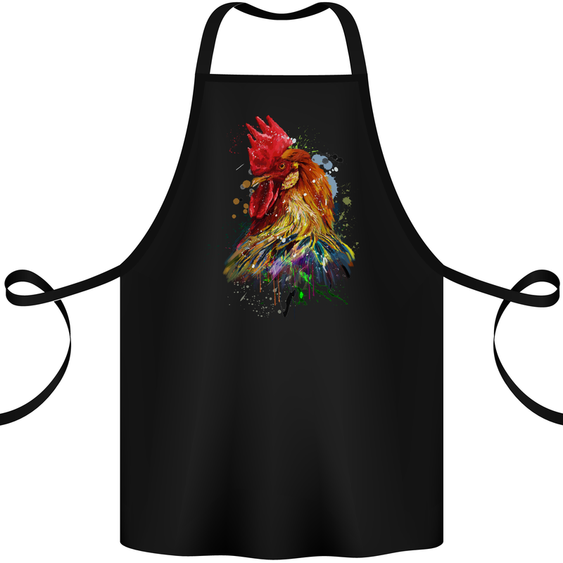 A Chicken Watercolour Cotton Apron 100% Organic Black