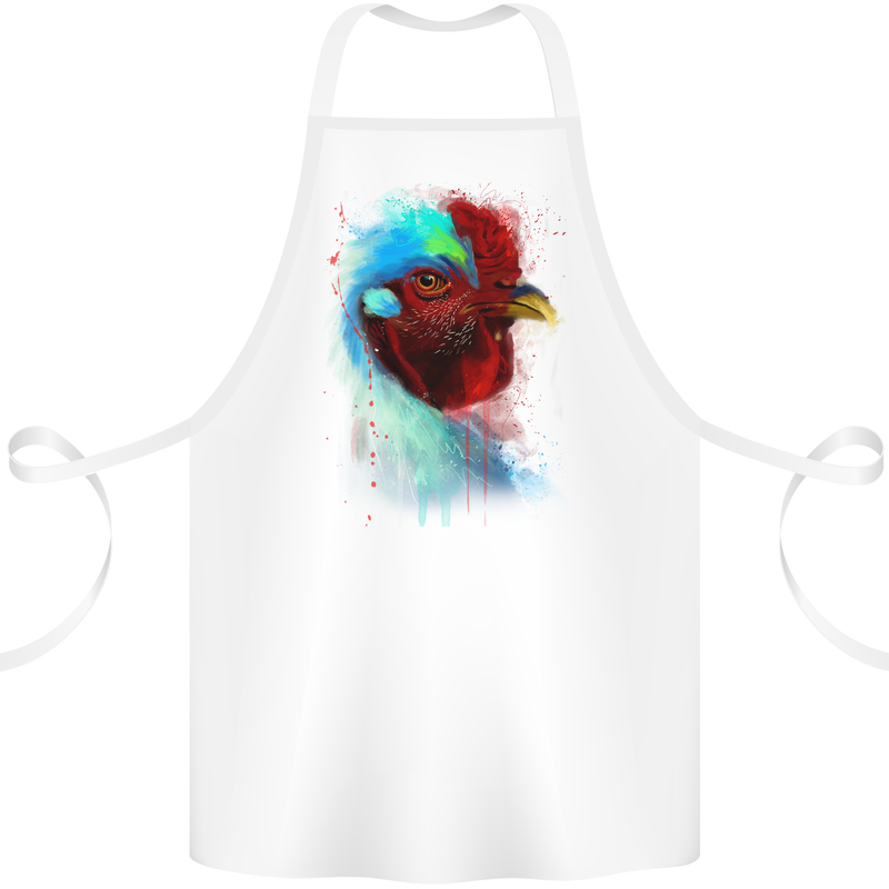 A Chicken Watercolour Cotton Apron 100% Organic White