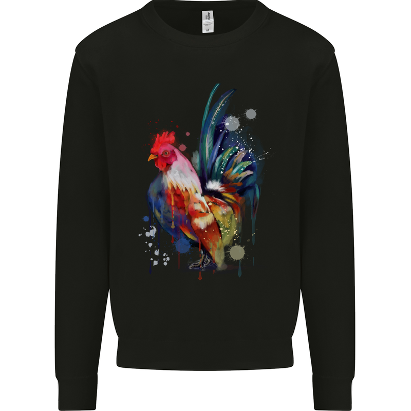 A Chicken Watercolour Kids Sweatshirt Jumper Black