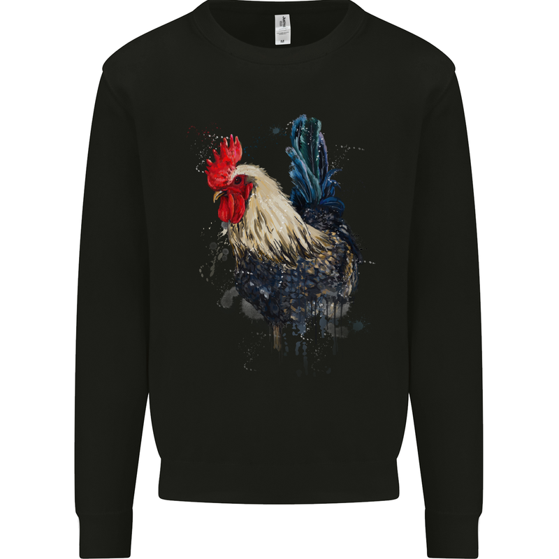 A Chicken Watercolour Kids Sweatshirt Jumper Black