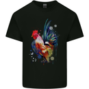 A Chicken Watercolour Mens Cotton T-Shirt Tee Top Black