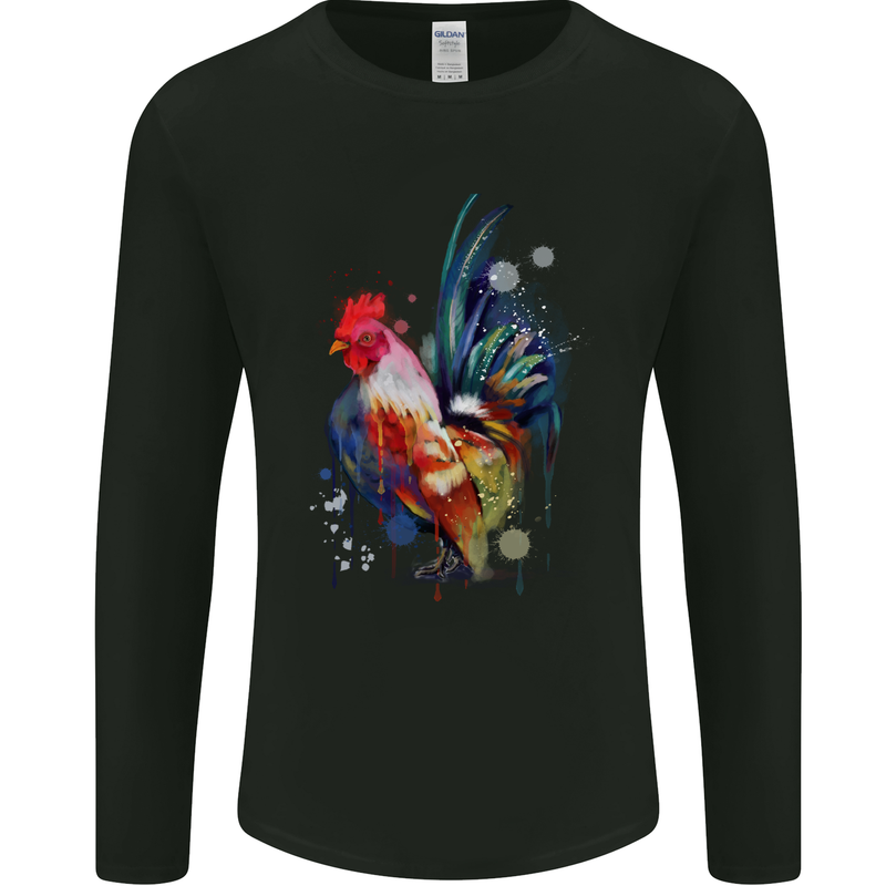 A Chicken Watercolour Mens Long Sleeve T-Shirt Black