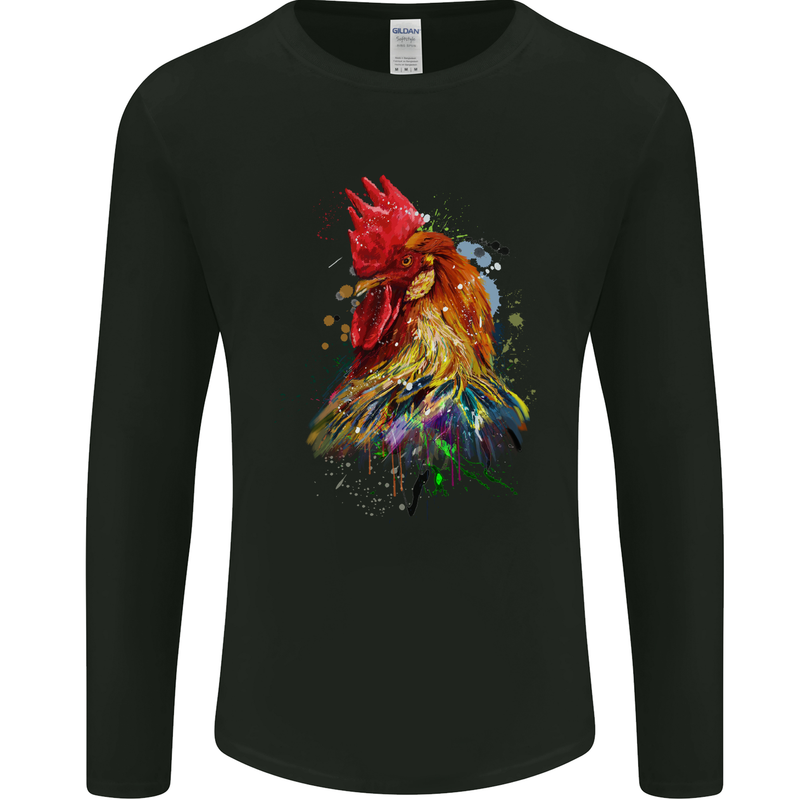 A Chicken Watercolour Mens Long Sleeve T-Shirt Black