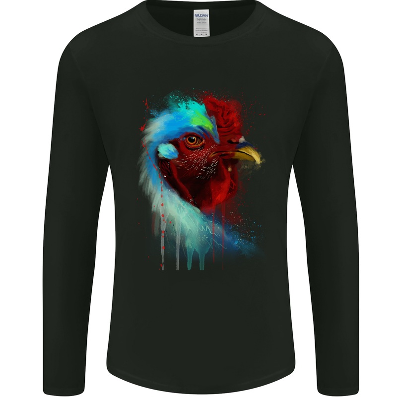 A Chicken Watercolour Mens Long Sleeve T-Shirt Black