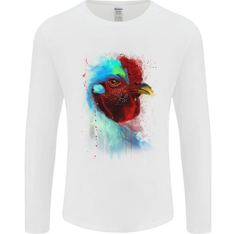 A Chicken Watercolour Mens Long Sleeve T-Shirt White