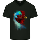 A Chicken Watercolour Mens V-Neck Cotton T-Shirt Black