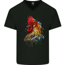 A Chicken Watercolour Mens V-Neck Cotton T-Shirt Black