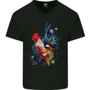 A Chicken Watercolour Mens V-Neck Cotton T-Shirt Black