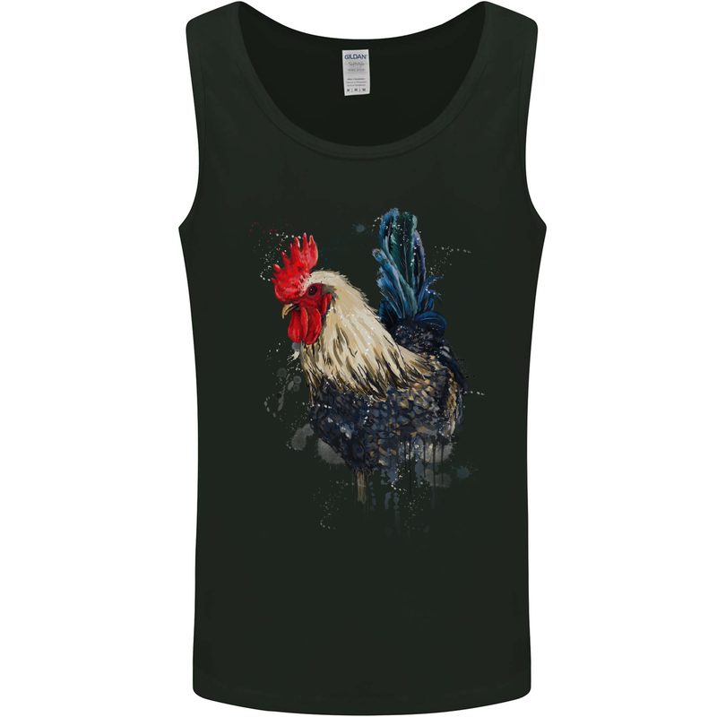 A Chicken Watercolour Mens Vest Tank Top Black