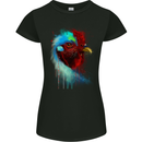 A Chicken Watercolour Womens Petite Cut T-Shirt Black