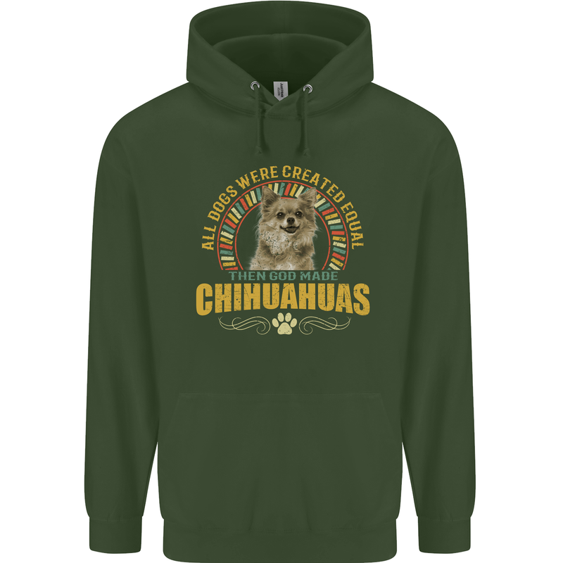 A Chihuahua Dog Childrens Kids Hoodie Forest Green