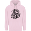 A Chilled Frog Playing the Guitar Guitarist Childrens Kids Hoodie Light Pink
