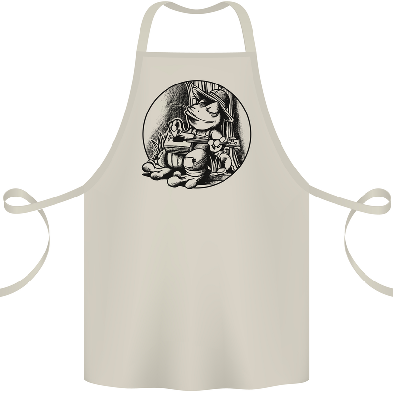 A Chilled Frog Playing the Guitar Guitarist Cotton Apron 100% Organic Natural
