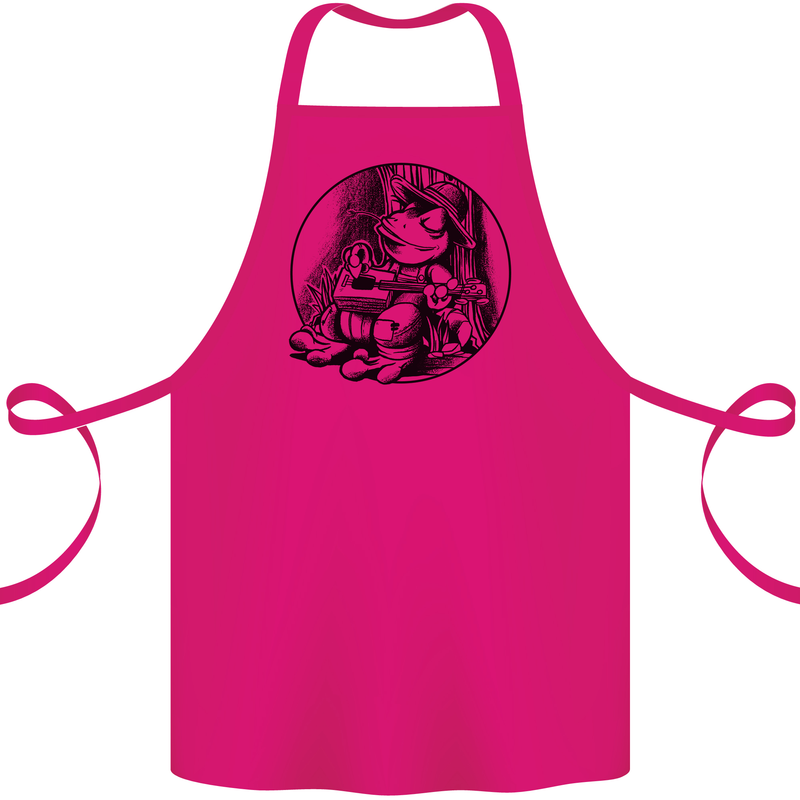 A Chilled Frog Playing the Guitar Guitarist Cotton Apron 100% Organic Pink