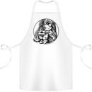 A Chilled Frog Playing the Guitar Guitarist Cotton Apron 100% Organic White
