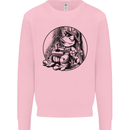 A Chilled Frog Playing the Guitar Guitarist Kids Sweatshirt Jumper Light Pink