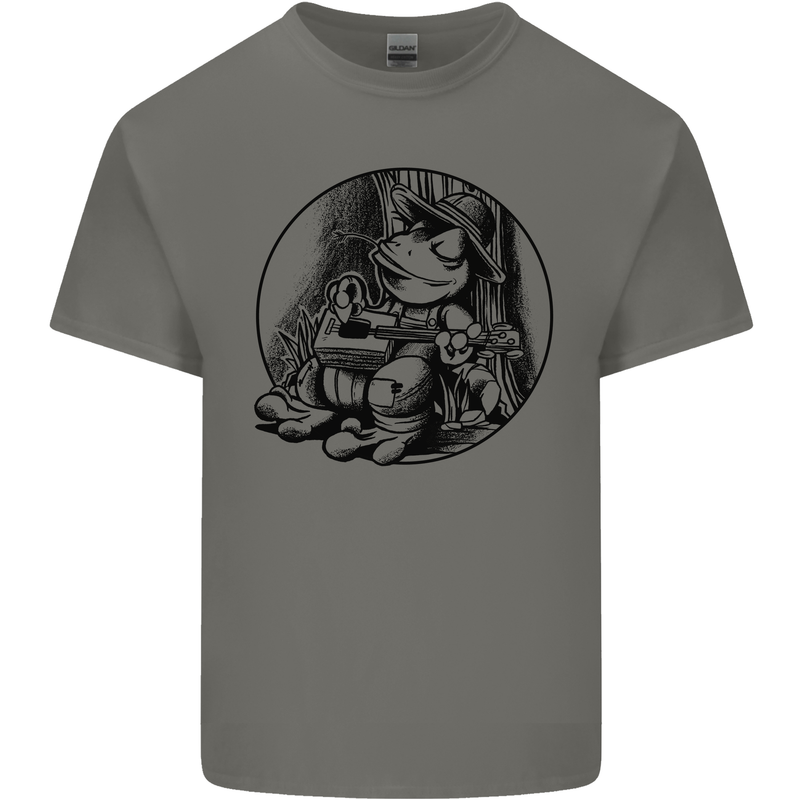 A Chilled Frog Playing the Guitar Guitarist Kids T-Shirt Childrens Charcoal