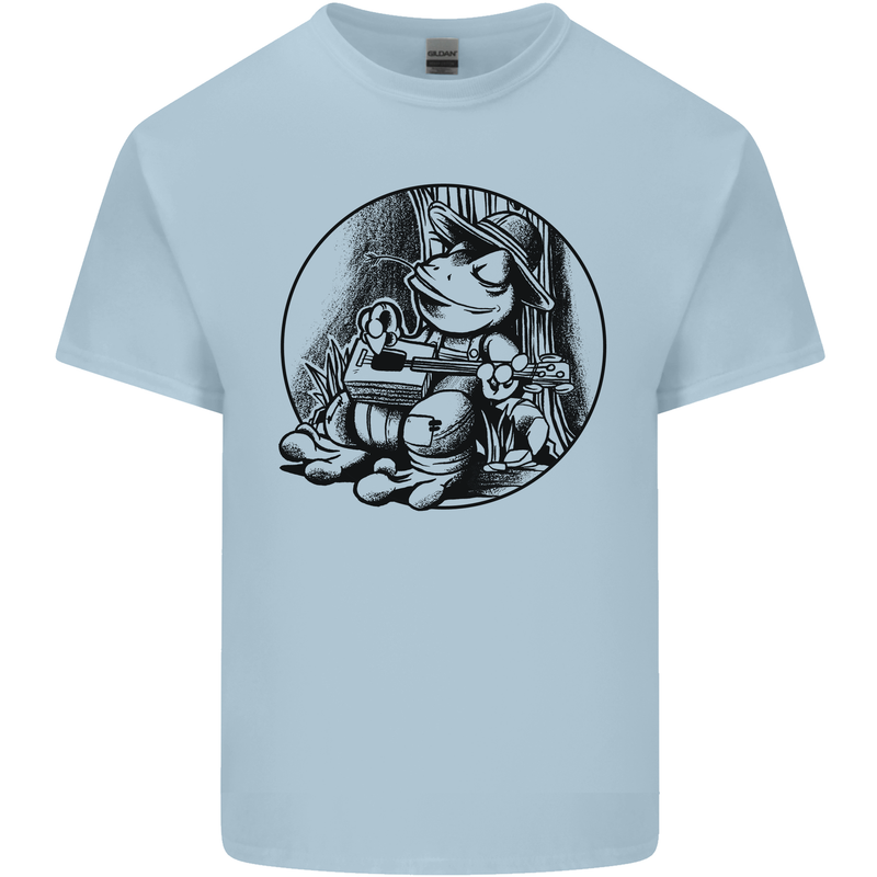 A Chilled Frog Playing the Guitar Guitarist Kids T-Shirt Childrens Light Blue