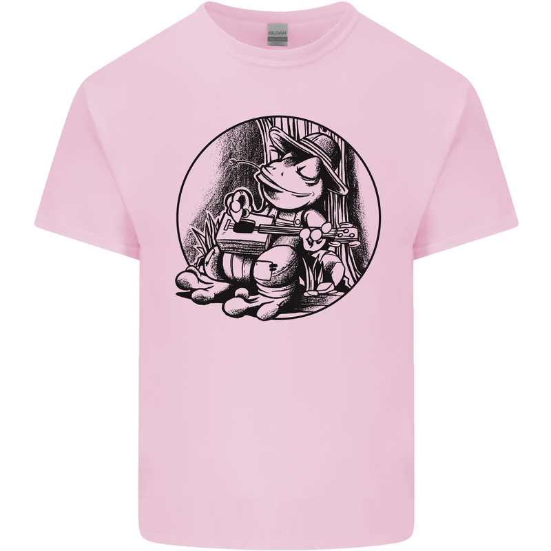 A Chilled Frog Playing the Guitar Guitarist Kids T-Shirt Childrens Light Pink