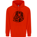 A Chilled Frog Playing the Guitar Guitarist Mens 80% Cotton Hoodie Bright Red