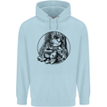 A Chilled Frog Playing the Guitar Guitarist Mens 80% Cotton Hoodie Light Blue