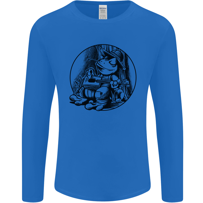 A Chilled Frog Playing the Guitar Guitarist Mens Long Sleeve T-Shirt Royal Blue