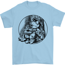 A Chilled Frog Playing the Guitar Guitarist Mens T-Shirt 100% Cotton Light Blue