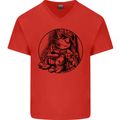 A Chilled Frog Playing the Guitar Guitarist Mens V-Neck Cotton T-Shirt Red
