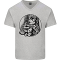 A Chilled Frog Playing the Guitar Guitarist Mens V-Neck Cotton T-Shirt Sports Grey