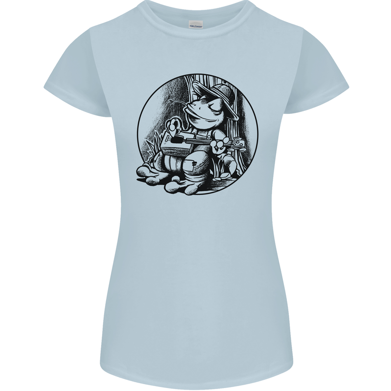 A Chilled Frog Playing the Guitar Guitarist Womens Petite Cut T-Shirt Light Blue