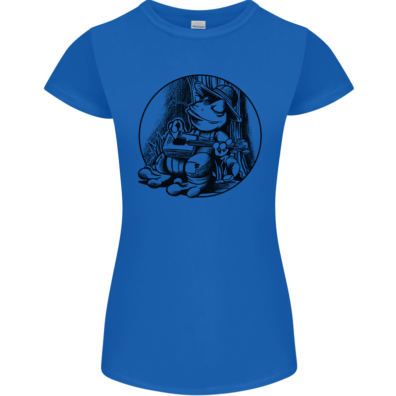 A Chilled Frog Playing the Guitar Guitarist Womens Petite Cut T-Shirt Royal Blue