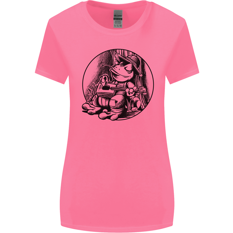 A Chilled Frog Playing the Guitar Guitarist Womens Wider Cut T-Shirt Azalea