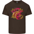 A Chinese Dragon Mens Cotton T-Shirt Tee Top Dark Chocolate