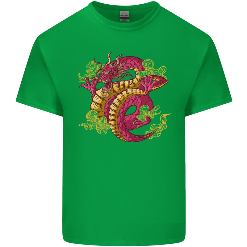 A Chinese Dragon Mens Cotton T-Shirt Tee Top Irish Green