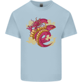 A Chinese Dragon Mens Cotton T-Shirt Tee Top Light Blue