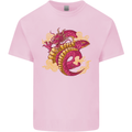 A Chinese Dragon Mens Cotton T-Shirt Tee Top Light Pink