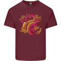 A Chinese Dragon Mens Cotton T-Shirt Tee Top Maroon