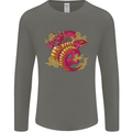 A Chinese Dragon Mens Long Sleeve T-Shirt Charcoal