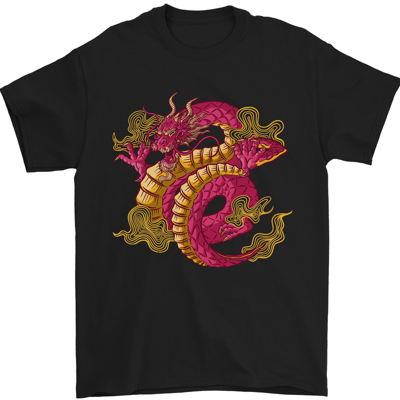 A Chinese Dragon Mens T-Shirt Cotton Gildan Black