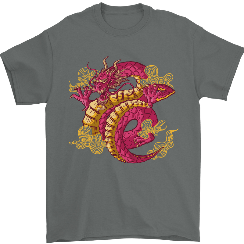 A Chinese Dragon Mens T-Shirt Cotton Gildan Charcoal