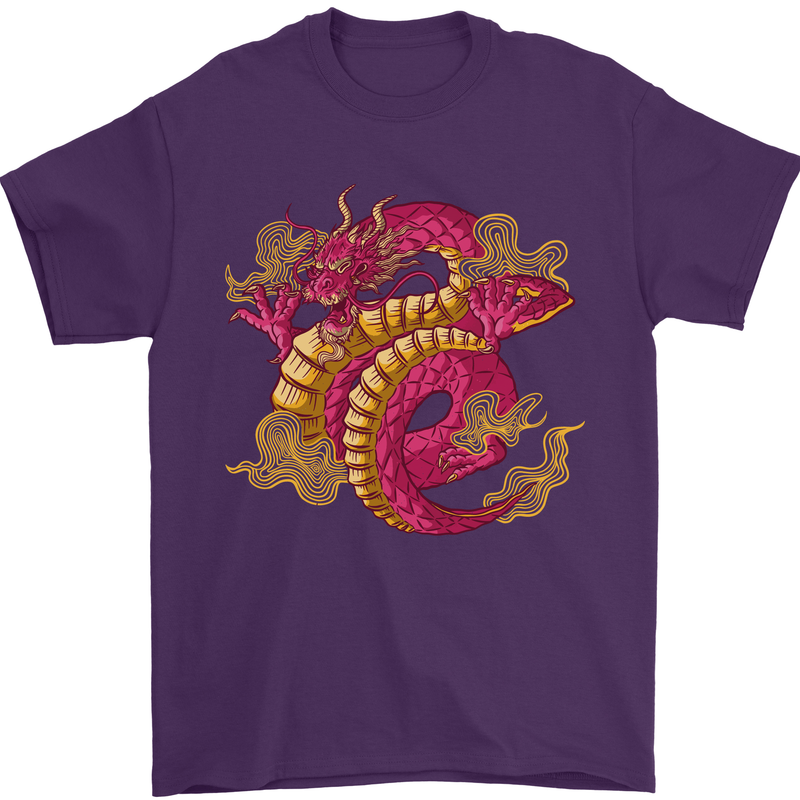 A Chinese Dragon Mens T-Shirt Cotton Gildan Purple